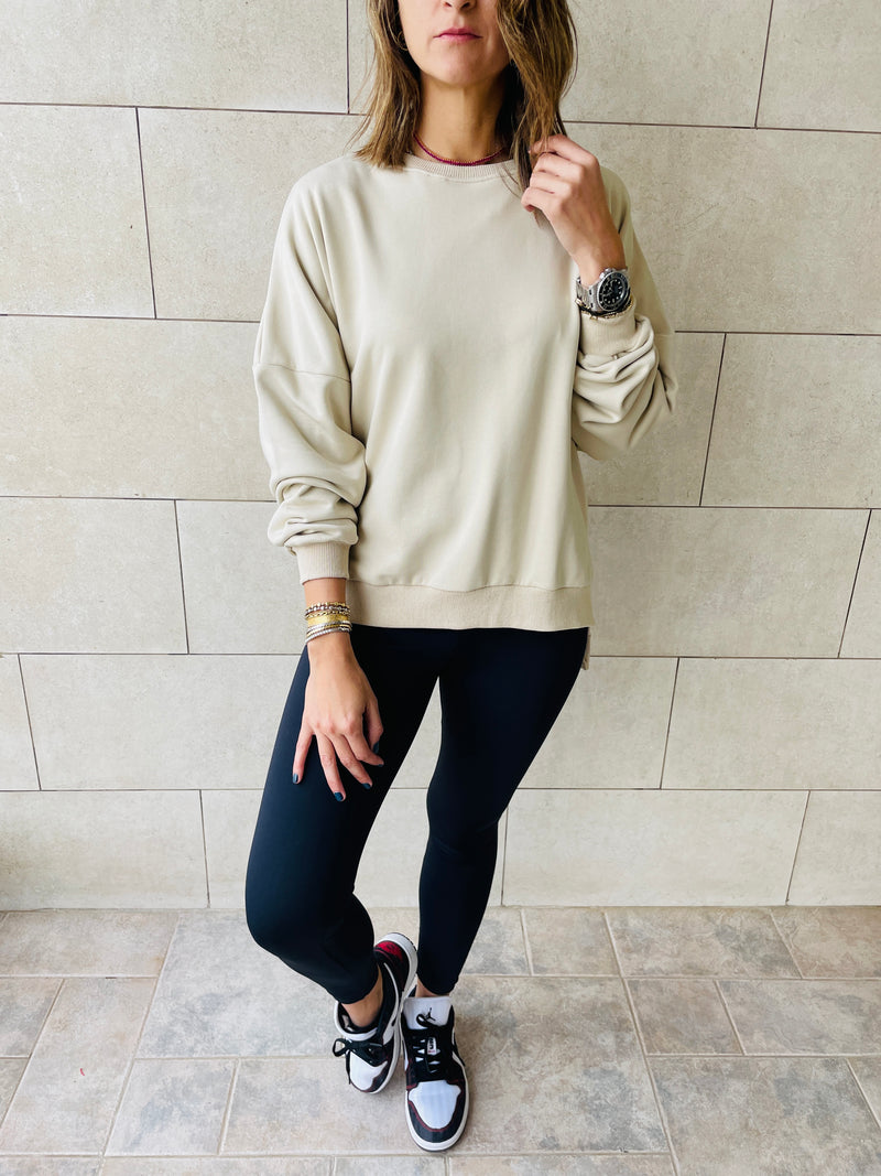 Beige Basic Sweatshirt