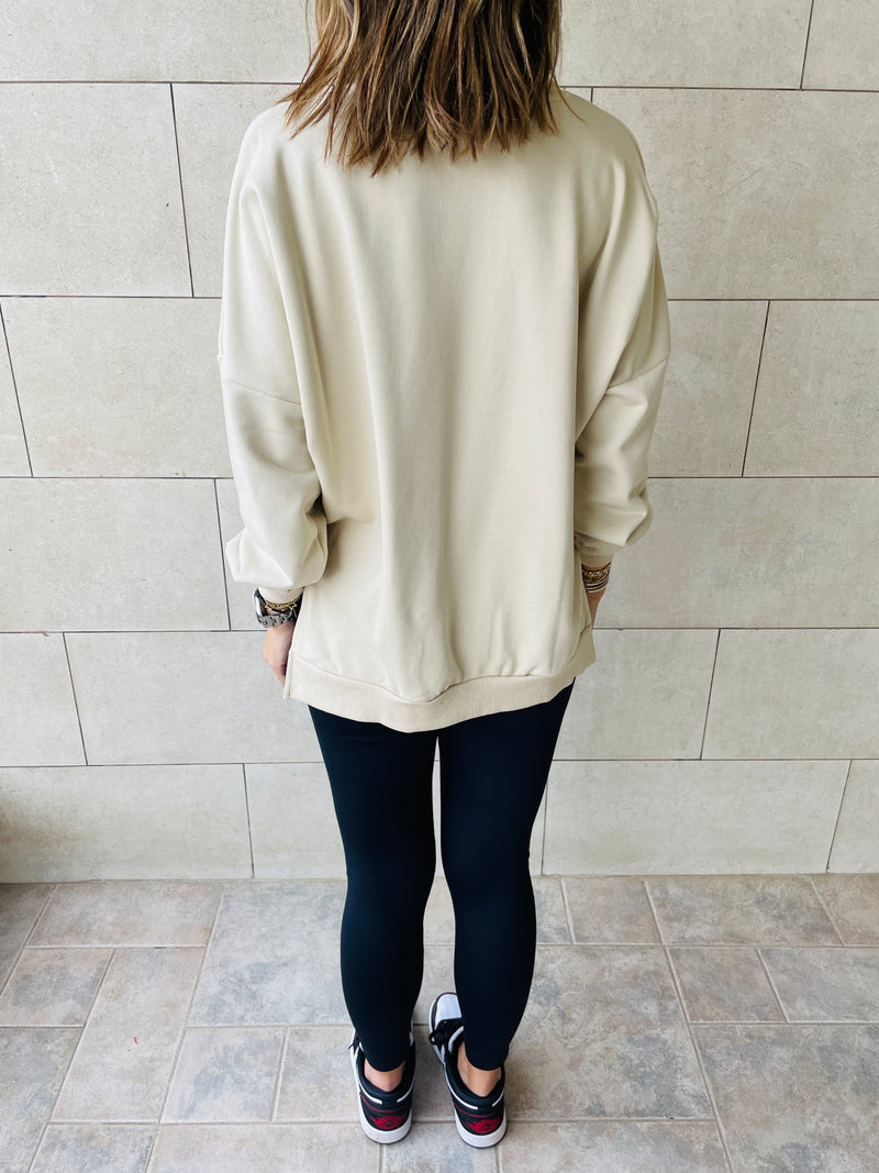 Beige Basic Sweatshirt