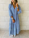 Blue Zigzag Tiered Dress