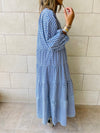 Blue Zigzag Tiered Dress