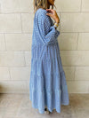 Blue Zigzag Tiered Dress