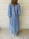 Blue Zigzag Tiered Dress