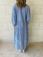 Blue Zigzag Tiered Dress