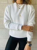 White Frayed Edgy Cropped Sweatshirt