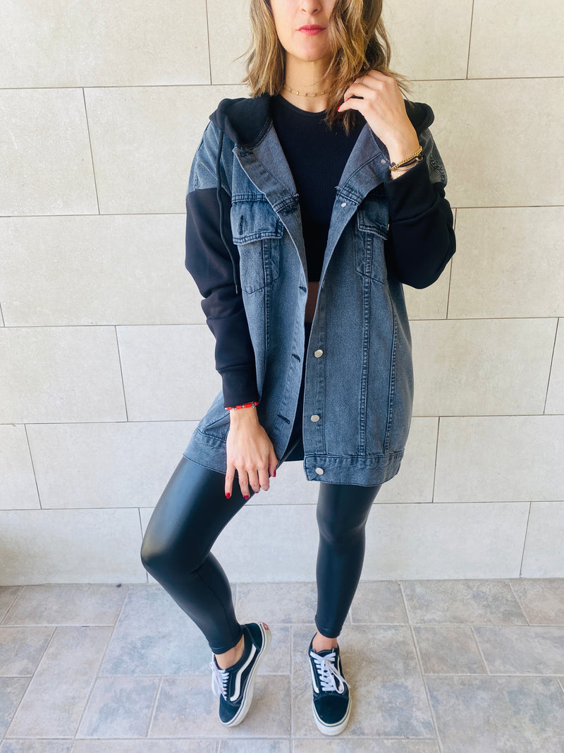 Grey Denim Hoodie