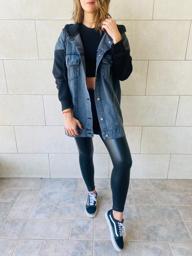 Grey Denim Hoodie