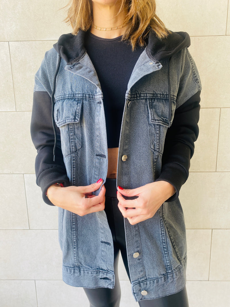 Grey Denim Hoodie