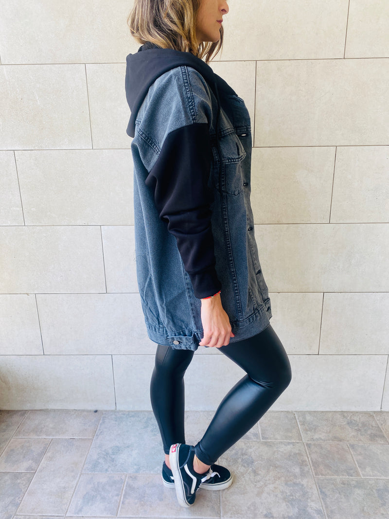 Grey Denim Hoodie