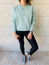 Sage Frayed Edgy Cropped Sweatshirt