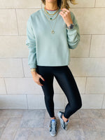 Sage Frayed Edgy Cropped Sweatshirt