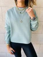 Sage Frayed Edgy Cropped Sweatshirt