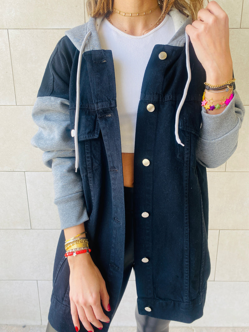 Black Denim Hoodie