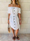 White Puff Bardot Dress