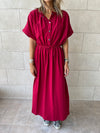 Burgundy Drawstring City Dress