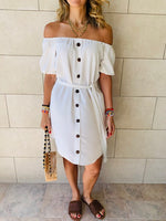 White Puff Bardot Dress