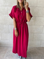 Burgundy Drawstring City Dress