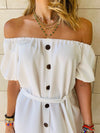 White Puff Bardot Dress