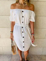 White Puff Bardot Dress