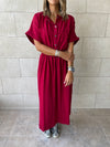 Burgundy Drawstring City Dress