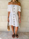 White Puff Bardot Dress