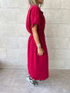 Burgundy Drawstring City Dress