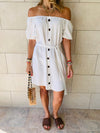 White Puff Bardot Dress