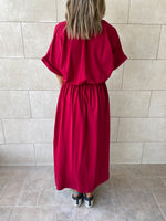 Burgundy Drawstring City Dress