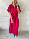 Burgundy Drawstring City Dress