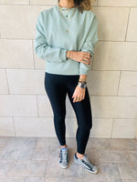 Sage Frayed Edgy Cropped Sweatshirt