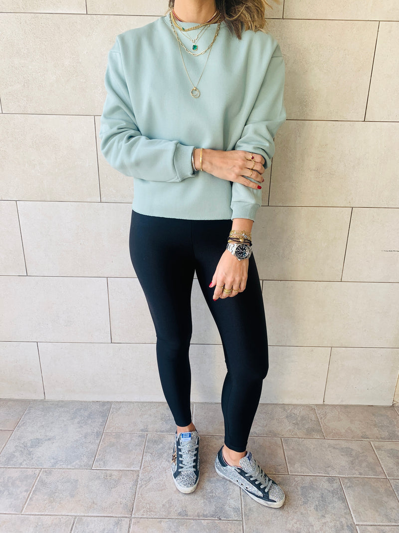 Sage Frayed Edgy Cropped Sweatshirt