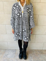 Monochrome Tribal Knit Kimono