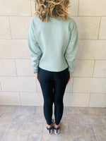 Sage Frayed Edgy Cropped Sweatshirt