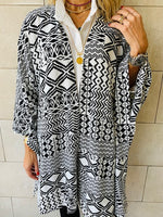 Monochrome Tribal Knit Kimono