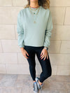 Sage Frayed Edgy Cropped Sweatshirt