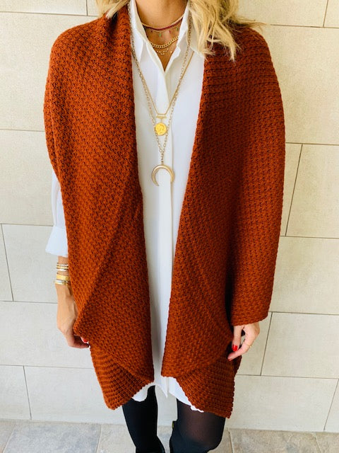 Rust Shawl Knit Vest