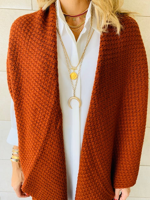 Rust Shawl Knit Vest