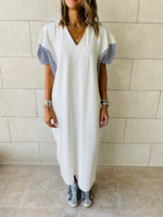 White Slink Shoulder Dress