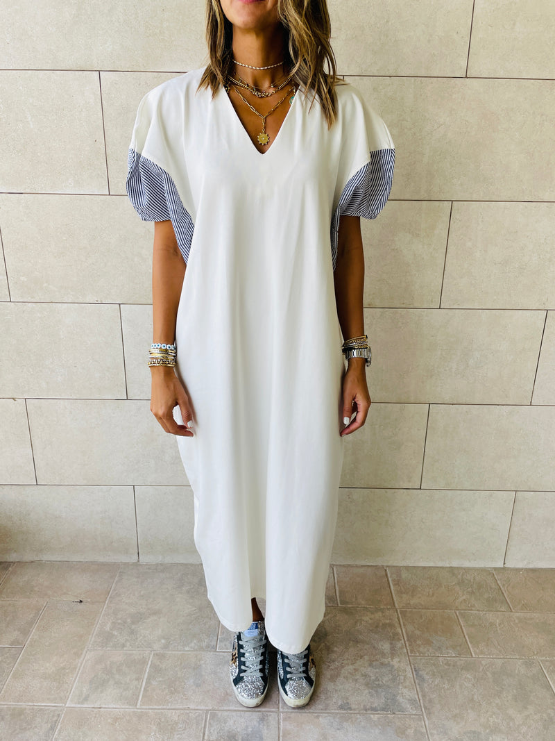 White Slink Shoulder Dress