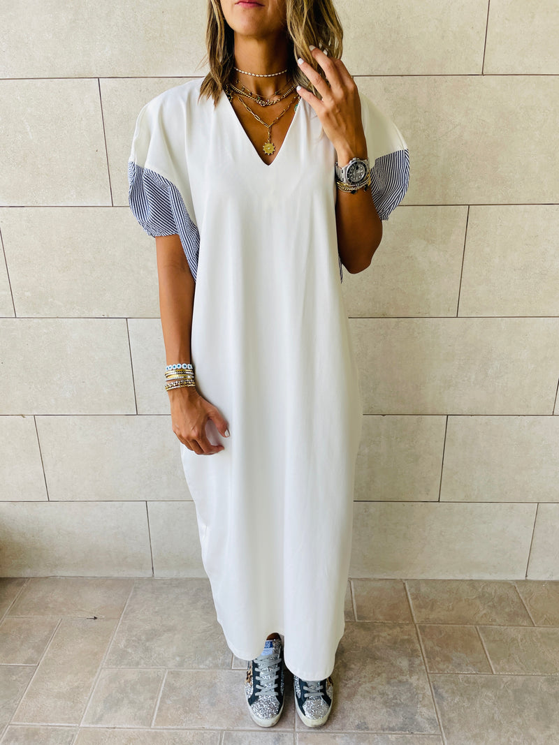 White Slink Shoulder Dress