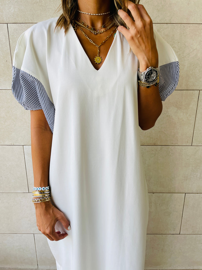 White Slink Shoulder Dress