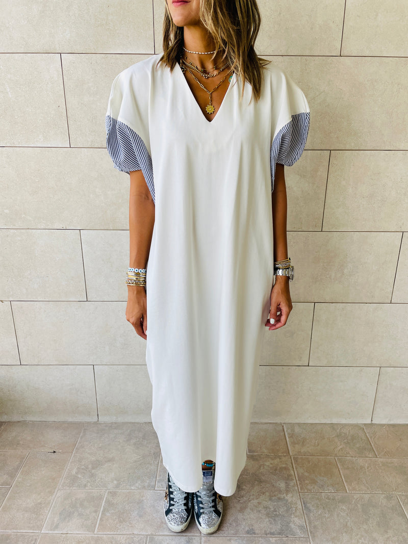 White Slink Shoulder Dress