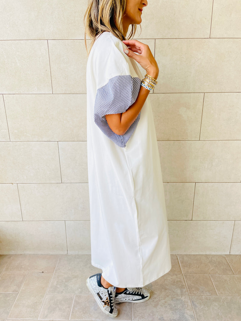 White Slink Shoulder Dress