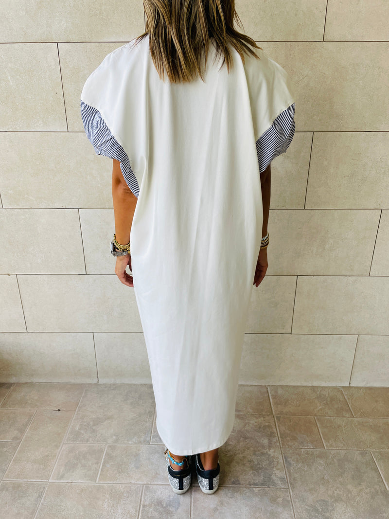 White Slink Shoulder Dress