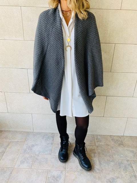 Charcoal Shawl Knit Vest