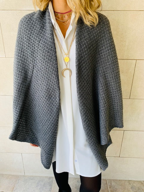 Charcoal Shawl Knit Vest