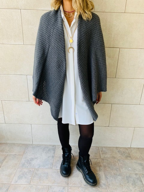 Charcoal Shawl Knit Vest