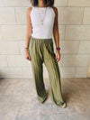 Olive Striped Loose Pants