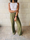 Olive Striped Loose Pants