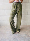 Olive Striped Loose Pants