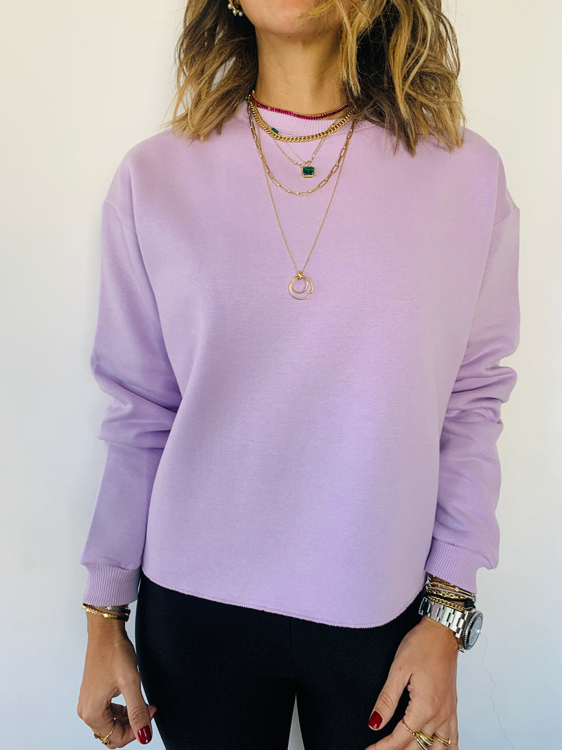 Orchid Frayed Edgy Cropped Sweatshirt